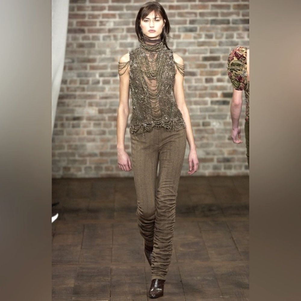 Ralph Lauren Fall ‘03 Collection Tweed Melange Cashmere Blend Ruched Trouser - Picture 2 of 15